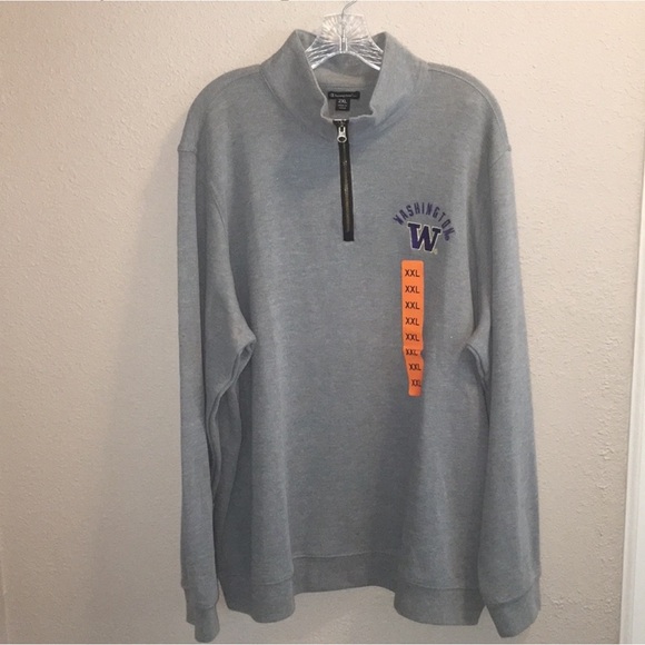 Champion Washington State Huskies ( UW ) Mens Grey Quarter Zip Sweater Size 2XL - Picture 5 of 6